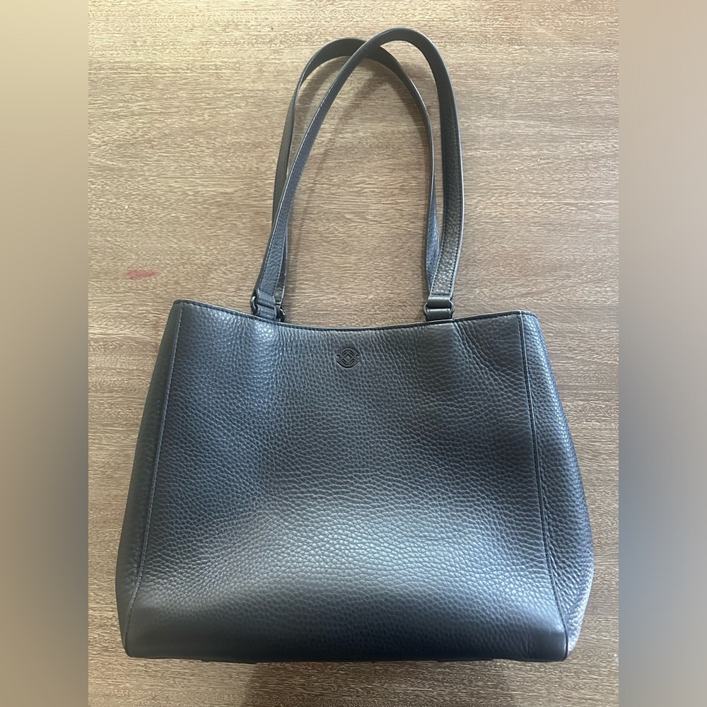 Dagne Dover Medium Black Pebble Leather Tote